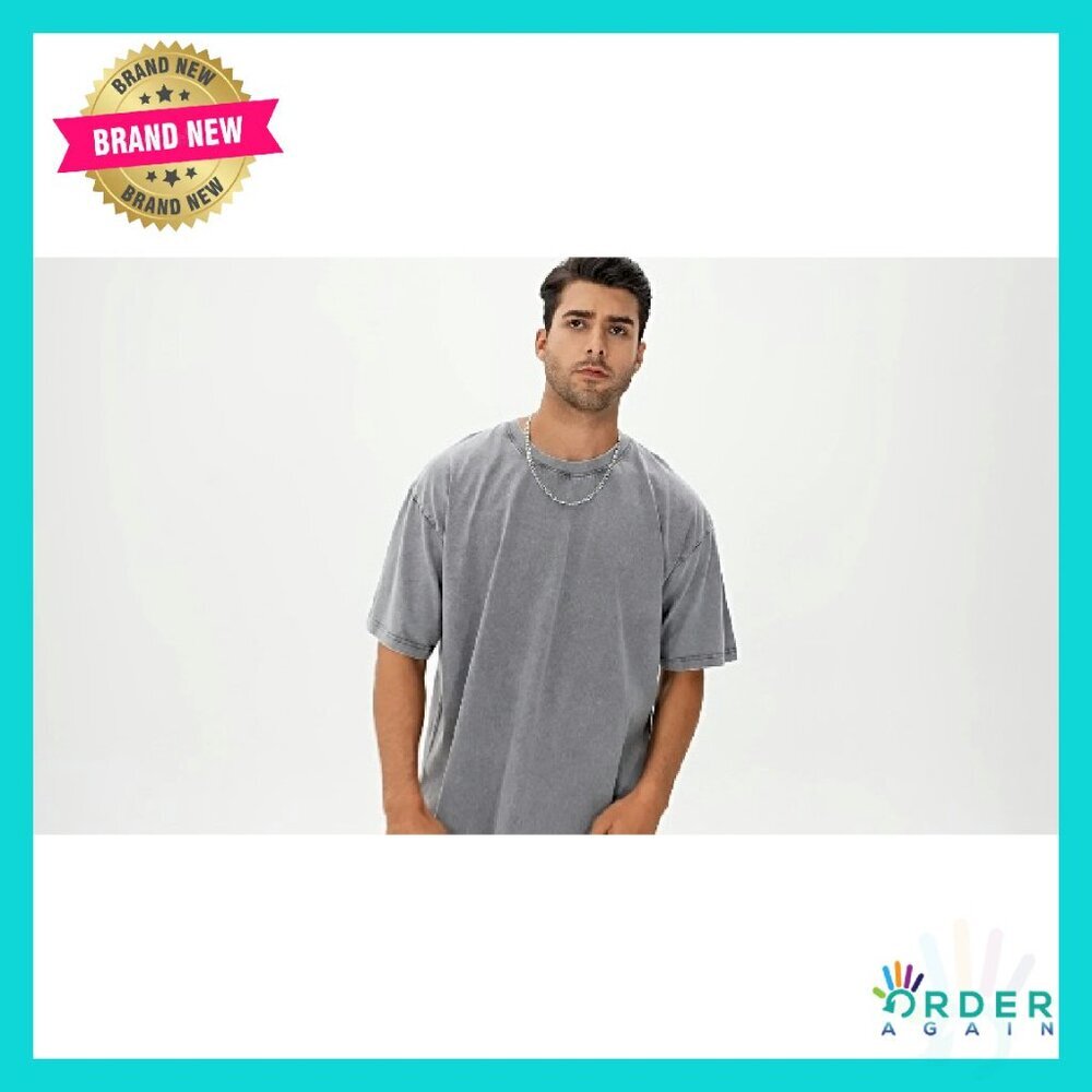 Oversized Vintage Graphic Tees Heavyweight Cotton Loose Fit Casual T-Shirts - Picture 7 of 8